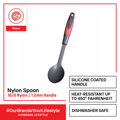 SLIQUE Premium Nylon Spoon TPR Silicone Handle Kitchen Essentials Amazing Gift Idea For Any Occasion! (Red)