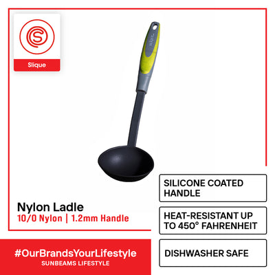 SLIQUE Premium Nylon Ladle TPR Silicone Handle Kitchen Essentials Amazing Gift Idea For Any Occasion! (Green)