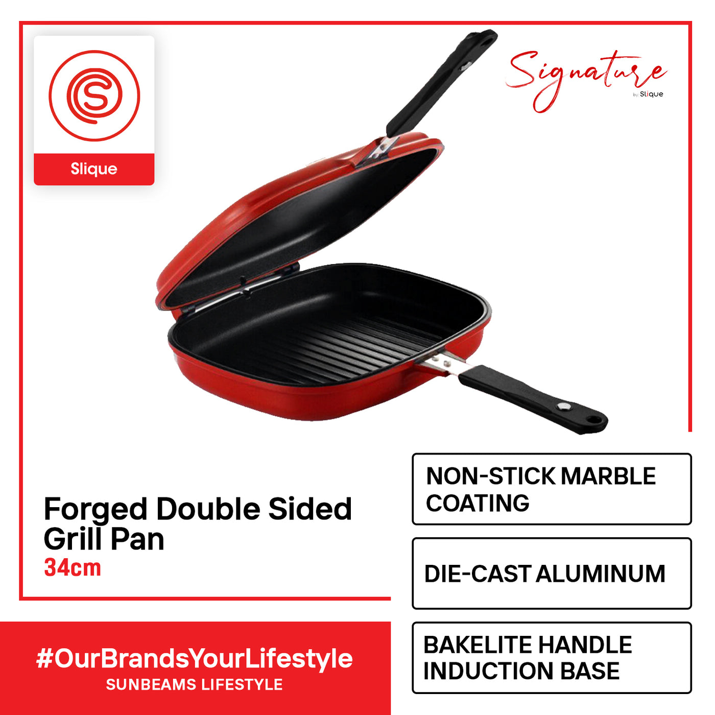 SIGNATURE by Slique Forged Double Sided Portable Grill Pan Non-Stick Coating Magnetic Amazing Gift Idea For Any Occasion!