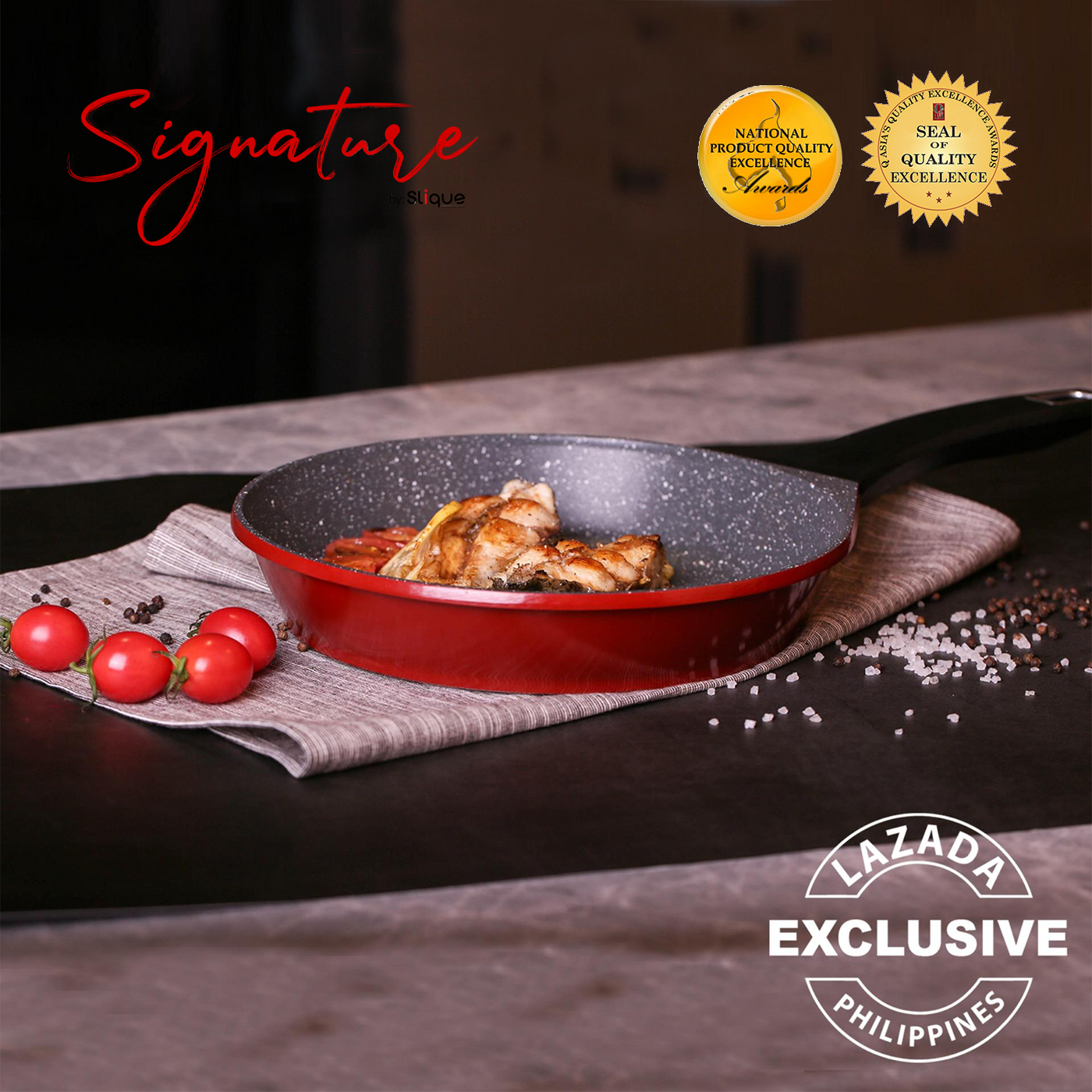 SIGNATURE by Slique Forged Fry Pan Premium Multi Layer Non-Stick Coating Induction Base Handle Amazing Gift Idea For Any Occasion!