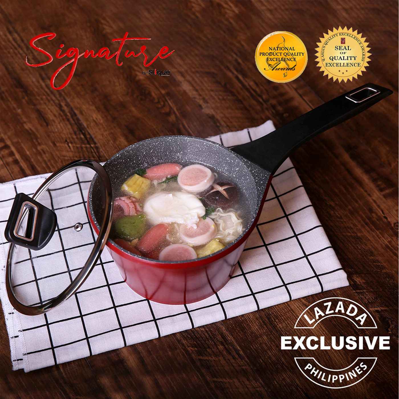 SIGNATURE by Slique Forged Sauce Pan Premium Multi Layer Non-Stick Coating Induction Base Handle 18cm