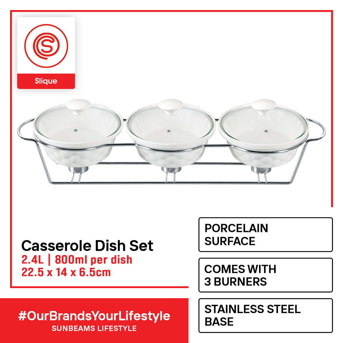 SLIQUE Premium Ceramic Oval Casserole Dish with Silver Plated Tealight Candle Holder 800ml Amazing Gift Idea For Any Occasion!