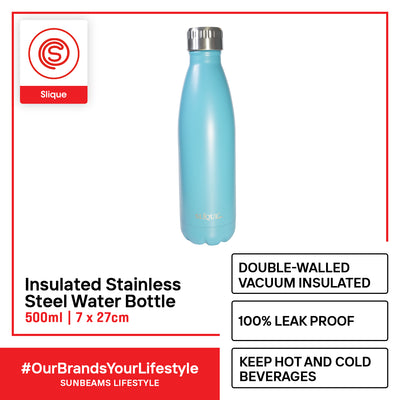 SLIQUE Stainless Steel Matte Finish Insulated Water Bottle 500ml Amazing Gift Idea For Any Occasion! (Aqua Green)