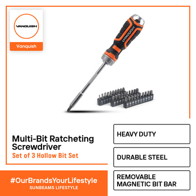 VANQUISH Multi-Bit Ratcheting Screwdriver Set Premium | Heavy Duty | Professional