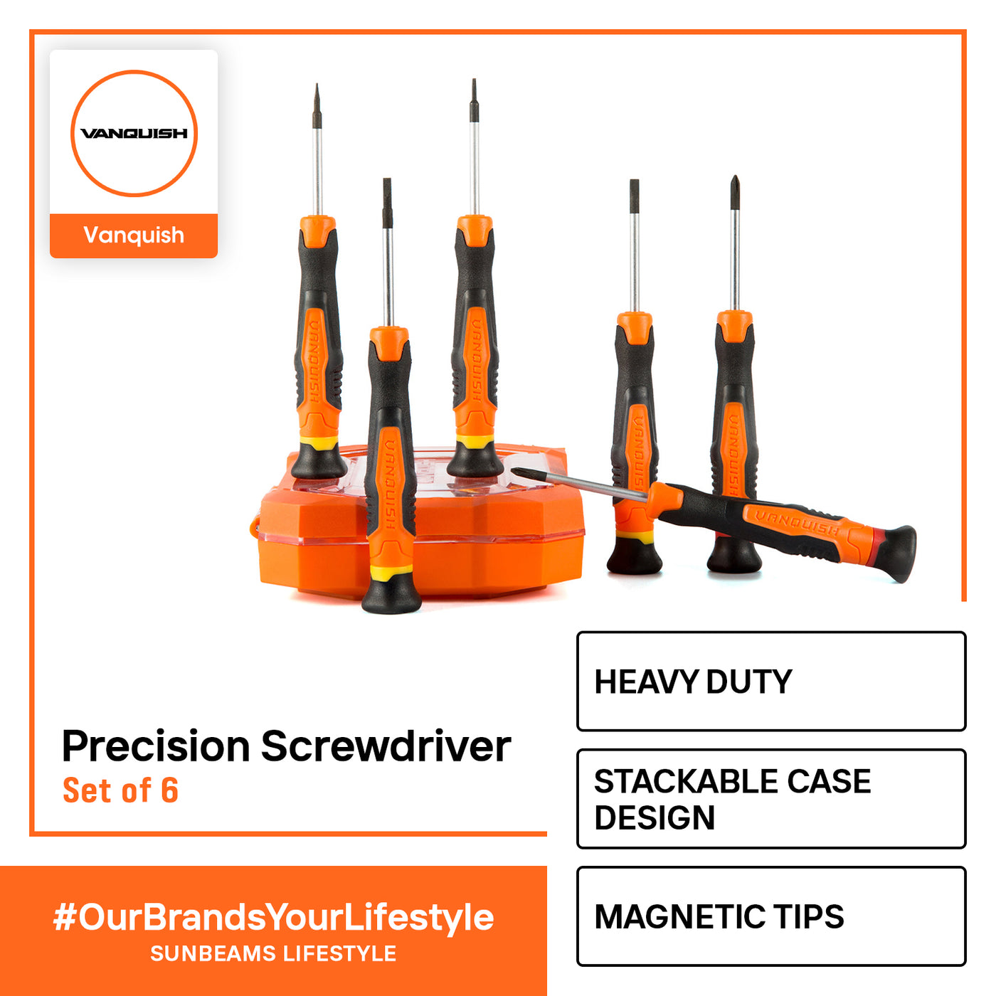 VANQUISH Precision Screwdriver Set of 6 Premium | Heavy Duty | Professional