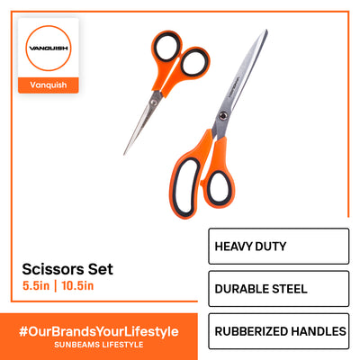 VANQUISH Multi-Purpose Scissors Set 10.5inch | 5.5inch | 220mm | 140mm Set of 2 Premium | Heavy Duty | Professional