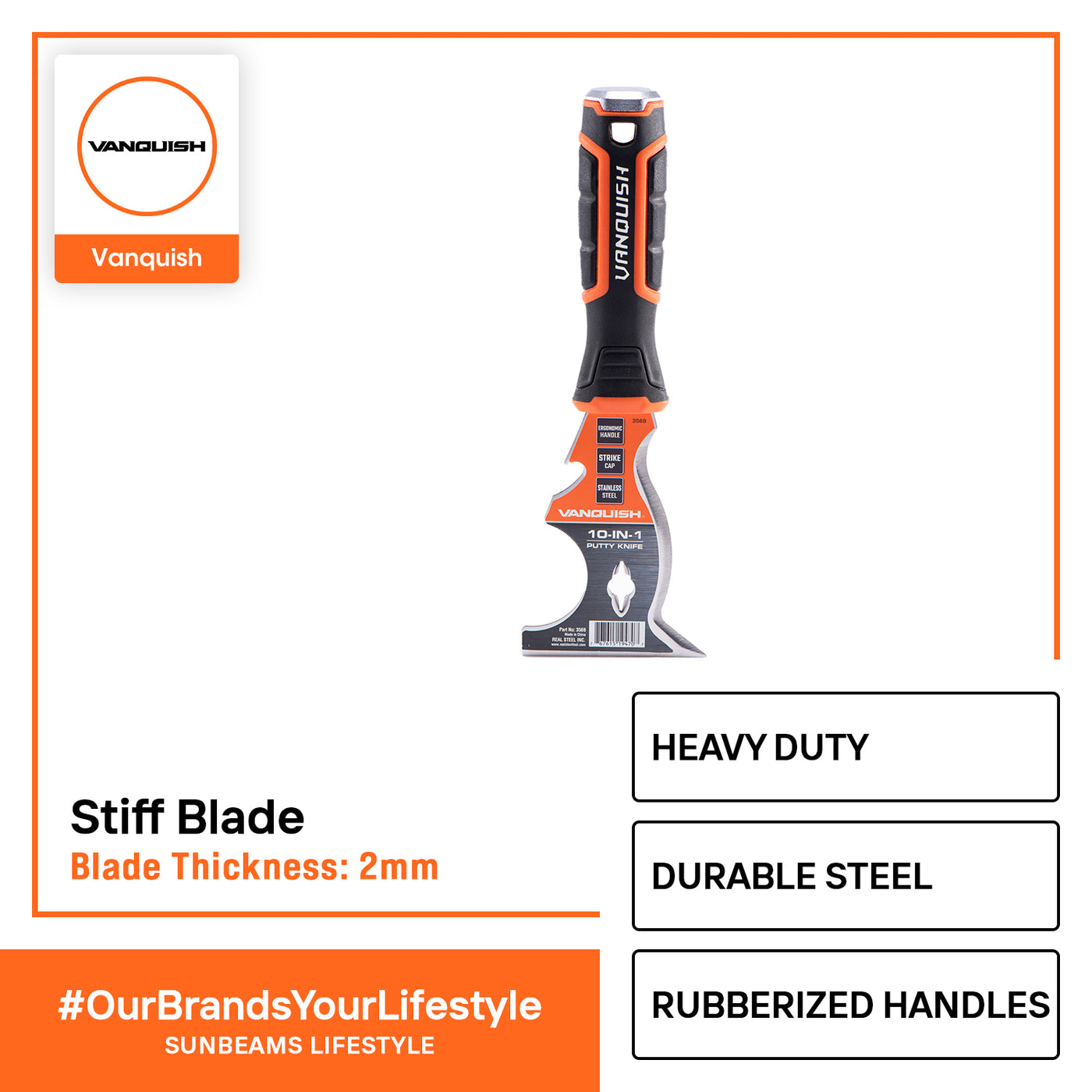 VANQUISH Putty Knife, Stiff Blade Premium | Heavy Duty | Professional