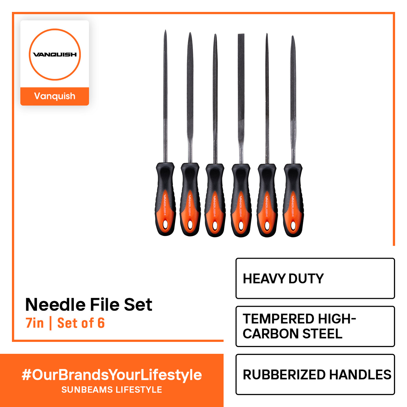 VANQUISH Premium Needle File Set, 6-Piece | Heavy Duty | Professional