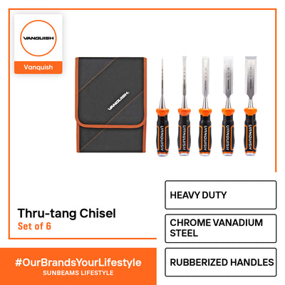 VANQUISH Thru-tang Chisel Set Premium | Heavy Duty | Professional Set of 5