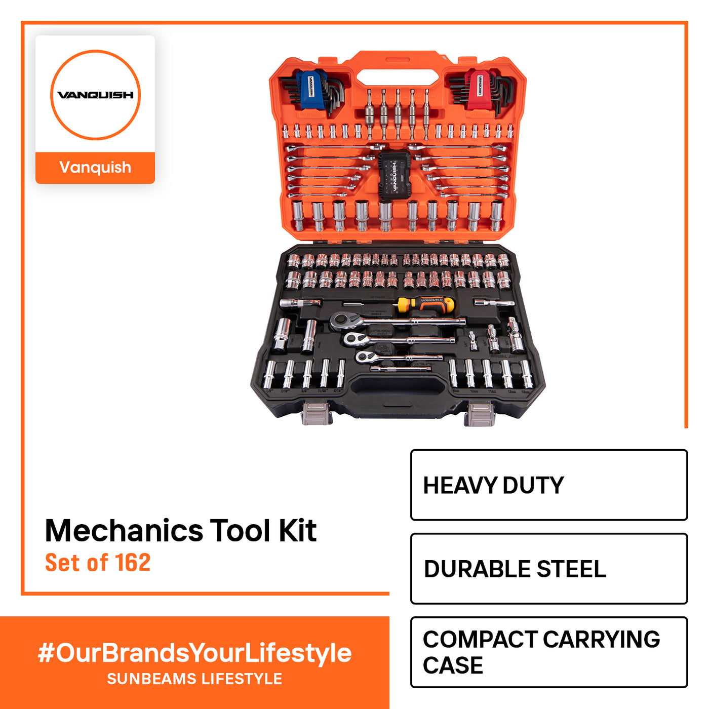 VANQUISH Mechanics Tool Kit 153pc Set  Set of 153 Premium | Heavy Duty | Professional