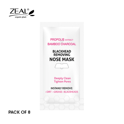 ZEAL Premium Nose Mask Skin Care Propolis Extract & Bamboo Charcoal Uproots Black Heads  Pack of 8 Amazing Gift Idea For Any Occasion!