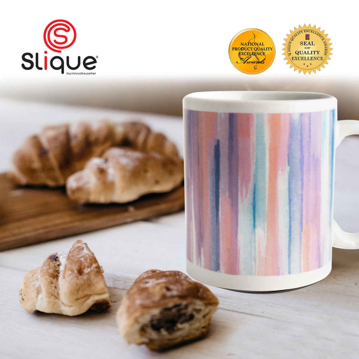 SLIQUE Premium Ceramic Mug Limited Edition Design 300ml Amazing Gift Idea For Any Occasion! (Pastel Prints)