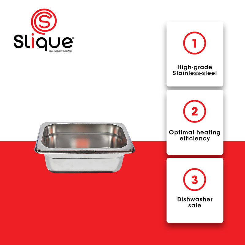 SLIQUE Premium Stainless Steel Food Pan 1x9, 65mm deep 48x38x21.5cm