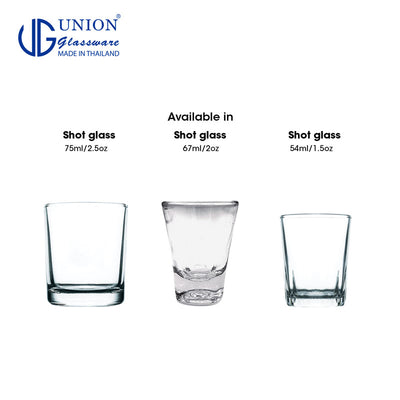 UNION GLASS Thailand Premium Clear Glass Shot Glass 60ml Set of 6 Amazing Gift Idea For Any Occasion!
