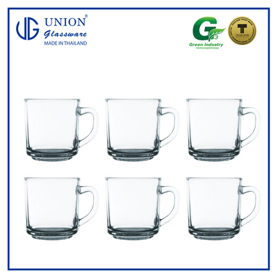 UNION GLASS Thailand Premium Clear Glass Mug 305ml Set of 6 Amazing Gift Idea For Any Occasion!