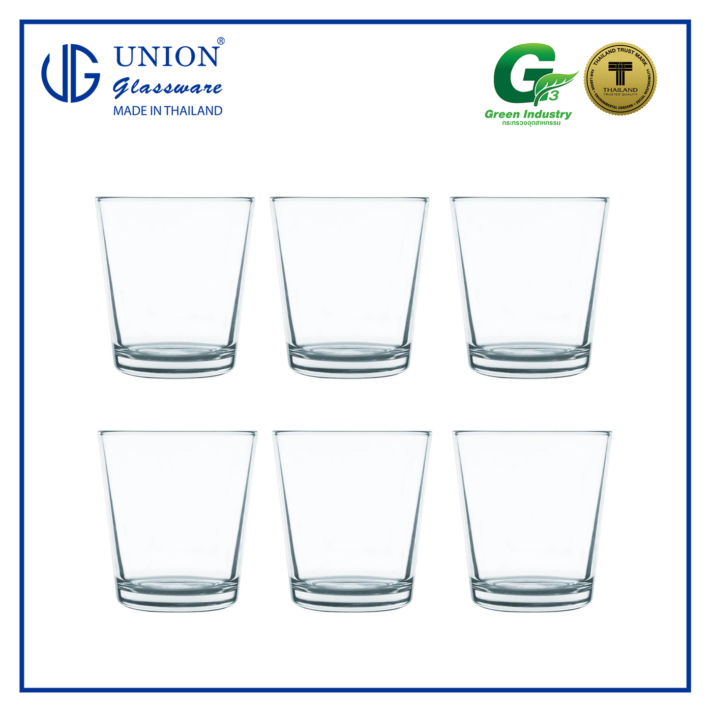 UNION GLASS Thailand Premium Clear Glass Rock Glass Water, Juice, Soda, Liquor Glass 290 ml | 10 oz Set of 6 Amazing Gift Idea For Any Occasion!