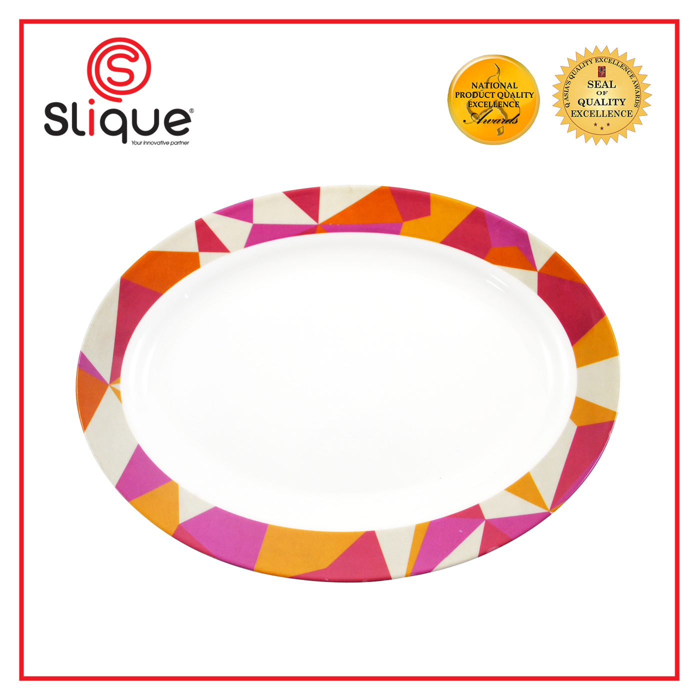 SLIQUE Premium Melamine Oval Plate  14"  (Brown)