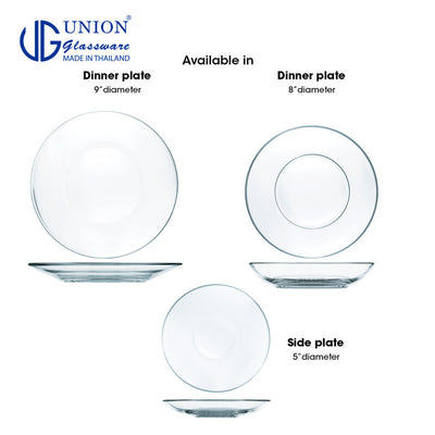 UNION GLASS Thailand Premium Clear Glass Saucer 355 ml Set of 6 Amazing Gift Idea For Any Occasion!