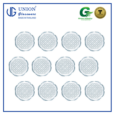 UNION GLASS Thailand Premium Clear Glass Coaster 3.5" 45ml Set of 12 Amazing Gift Idea For Any Occasion!