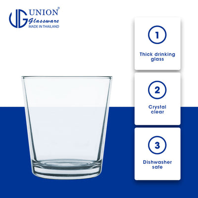 UNION GLASS Thailand Premium Clear Glass Rock Glass Water, Juice, Soda, Liquor Glass 290 ml | 10 oz Set of 6 Amazing Gift Idea For Any Occasion!