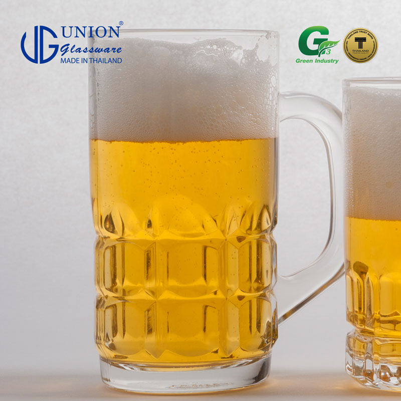 UNION GLASS Thailand Premium Clear Glass Beer Mug Beer Lovers 385ml Set of 6 Amazing Gift Idea For Any Occasion!