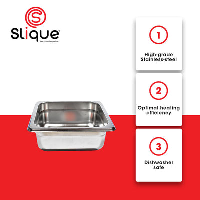 SLIQUE Premium Stainless Steel 1x6 Food Pan 21cm Amazing Gift Idea For Any Occasion!