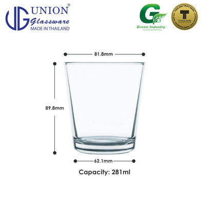 UNION GLASS Thailand Premium Clear Glass Rock Glass Water, Juice, Soda, Liquor Glass 290 ml | 10 oz Set of 6 Amazing Gift Idea For Any Occasion!