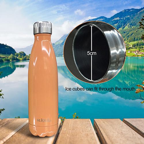 SLIQUE Stainless Steel Glossy Finish Insulated Water Bottle 500ml Modern Italian Design Amazing Gift Idea For Any Occasion! (Orange)