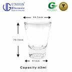 UNION GLASS Thailand Premium Clear Glass Shot Glass 63ml | 2oz Set of 6