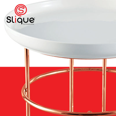 SLIQUE Premium Ceramic Kitchen Serving Plate with Copper Stand 900ml