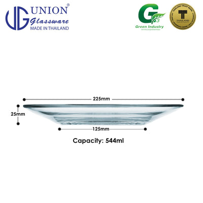 UNION GLASS Thailand Premium Clear Glass Plate 705ml | 14.5oz | 9" Set of 6 Amazing Gift Idea For Any Occasion!