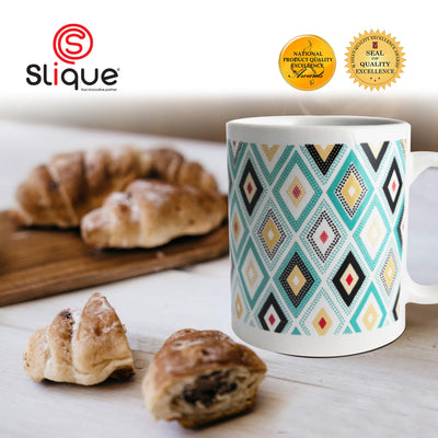 SLIQUE Premium Ceramic Mug Limited Edition Design 300ml Amazing Gift Idea For Any Occasion! (Abstract Diamond)