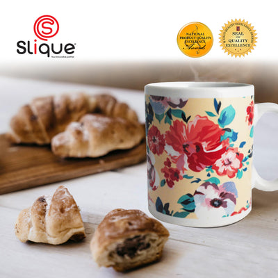 SLIQUE Premium Ceramic Mug Limited Edition Design 300ml Amazing Gift Idea For Any Occasion! (Floral Abstract)