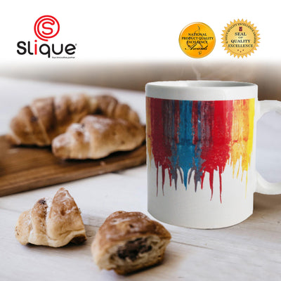 SLIQUE Premium Ceramic Mug Limited Edition Design 300ml Amazing Gift Idea For Any Occasion! (Melting Crayons)
