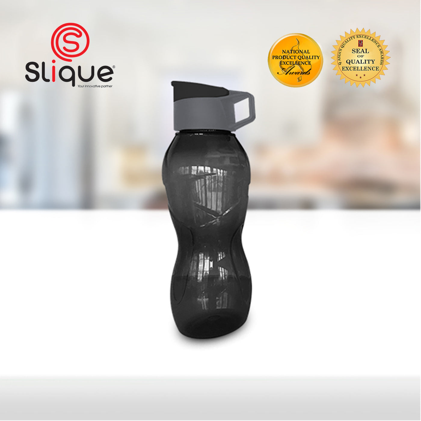 SLIQUE PP Sports Water Bottle BPA Free 800ml Set of 3 Modern Italian Design Amazing Gift Idea For Any Occasion!