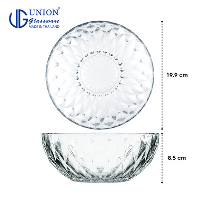 UNION GLASS Thailand Premium Clear Glass Bowl 1600 ml | 8 oz | 8" Set of 6