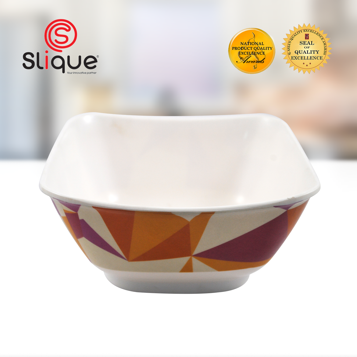 SLIQUE Premium Melamine Square Bowl 15" Modern Italian Design Amazing Gift Idea For Any Occasion! (Brown)