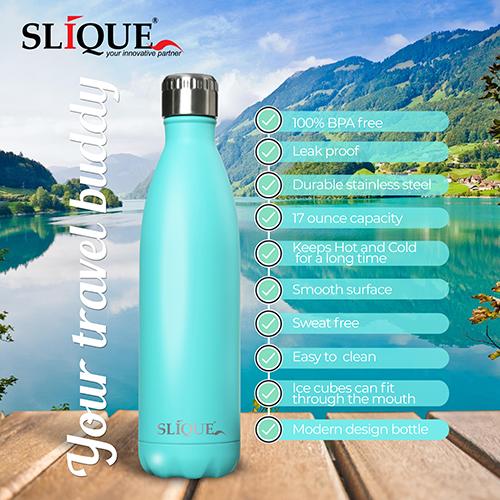 SLIQUE Stainless Steel Glossy Finish Insulated Water Bottle 500ml Amazing Gift Idea For Any Occasion! (Green)