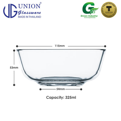 UNION GLASS Thailand	Premium Clear Glass Bowl 325 ml | 4.5 oz | 4.5" Set of 6 Amazing Gift Idea For Any Occasion!