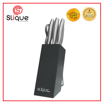 SLIQUE Premium 18/8 Stainless Steel Kitchen Knife Block w/ Scissors Set of 7 Amazing Gift Idea For Any Occasion!