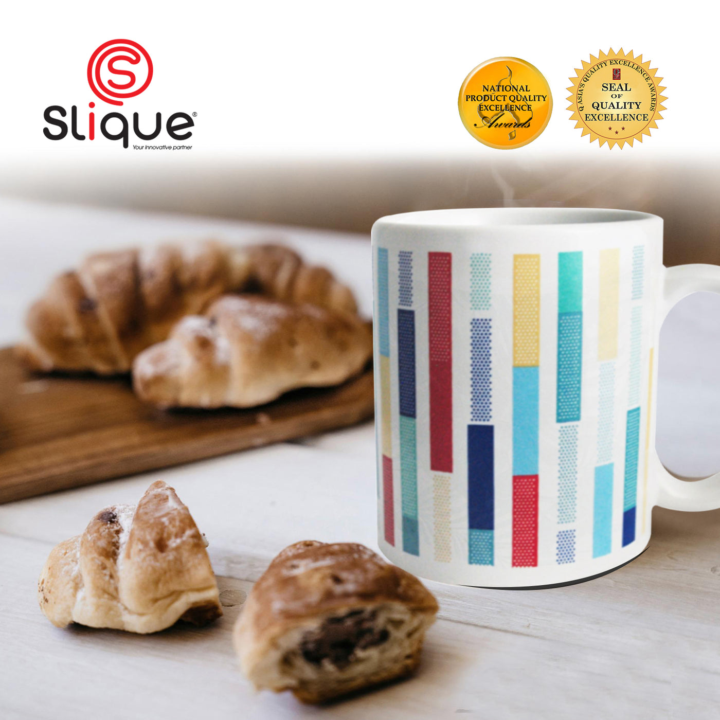SLIQUE Premium Ceramic Mug Limited Edition Design 300ml (Abstract Lines)
