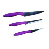 SLIQUE Premium Stainless Steel Kitchen Knife Block Set of 3 Amazing Gift Idea For Any Occasion! (Purple)