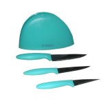 SLIQUE Premium Stainless Steel Kitchen Knife Block Set of 3 Amazing Gift Idea For Any Occasion! (Green)