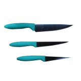 SLIQUE Premium Stainless Steel Kitchen Knife Block Set of 3 Amazing Gift Idea For Any Occasion! (Green)
